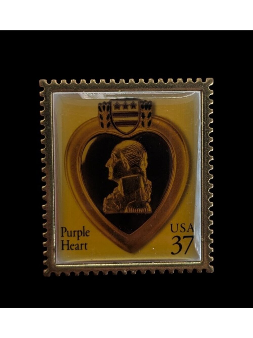 Vintage 2002 Americana Military Purple Heart 37¢ Stamp Collector Pin
